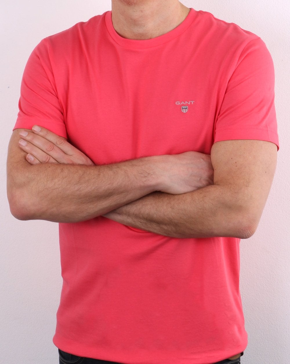 Gant Solides T-Shirt mit Rundhalsausschnitt, Paradise Pink