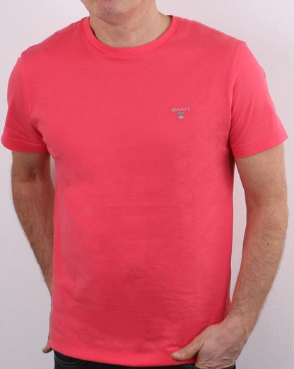 Gant Solides T-Shirt mit Rundhalsausschnitt, Paradise Pink