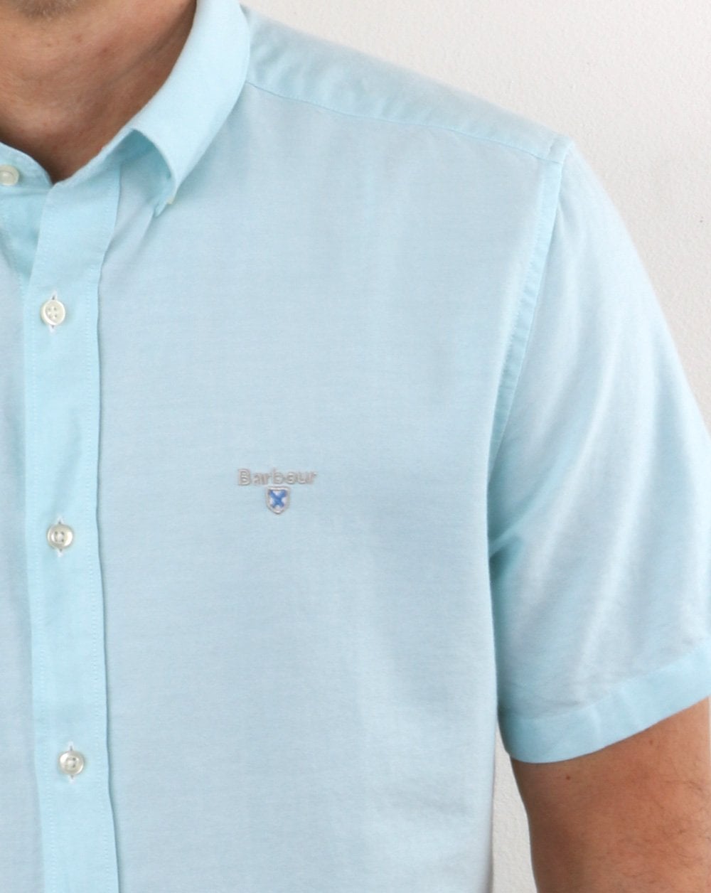 Barbour Oxford Kurzarmhemd Helles Aqua