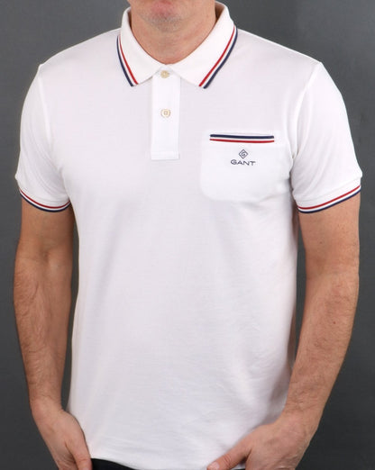 Gant Tipping Piqué-Poloshirt Weiß