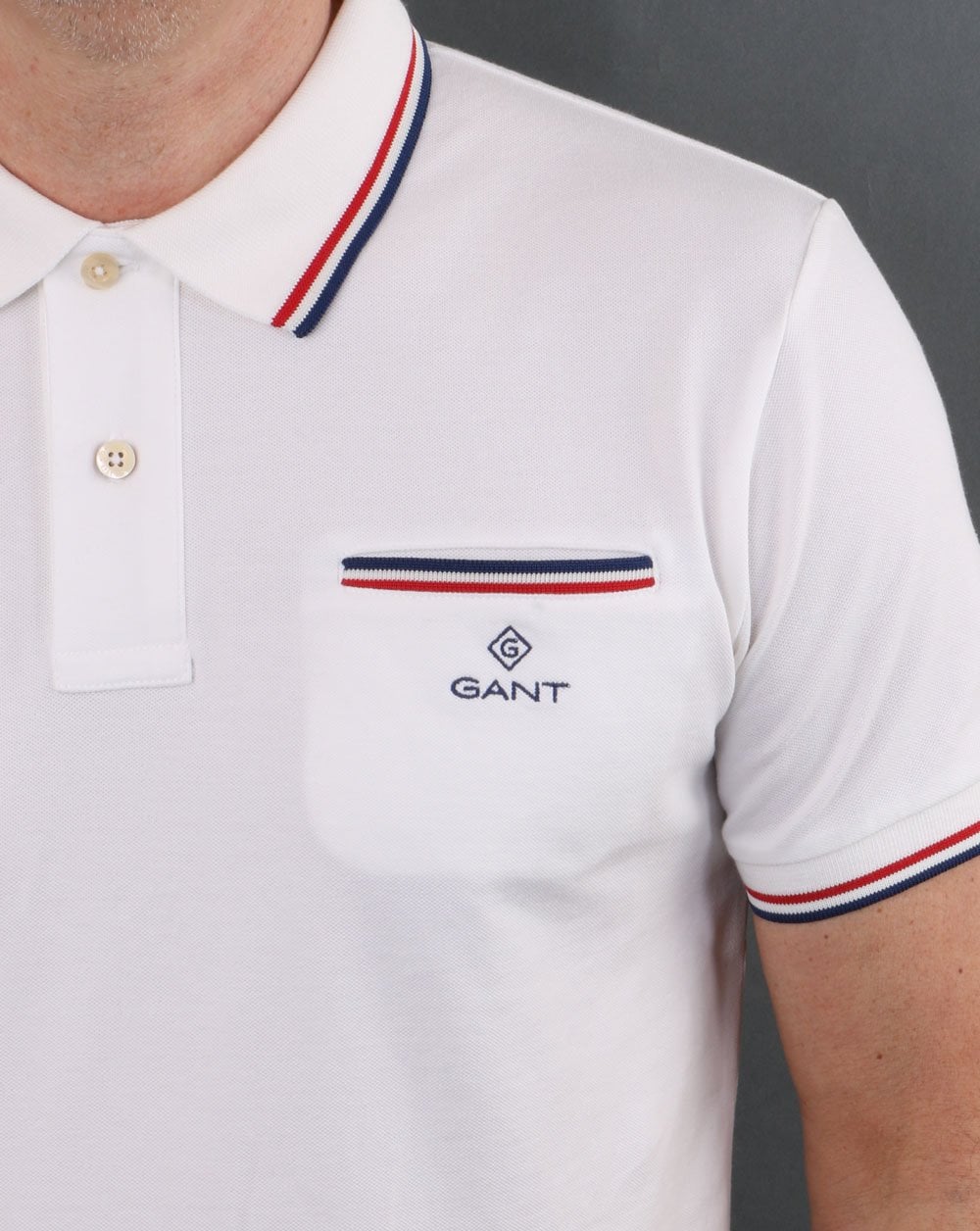 Gant Tipping Piqué-Poloshirt Weiß