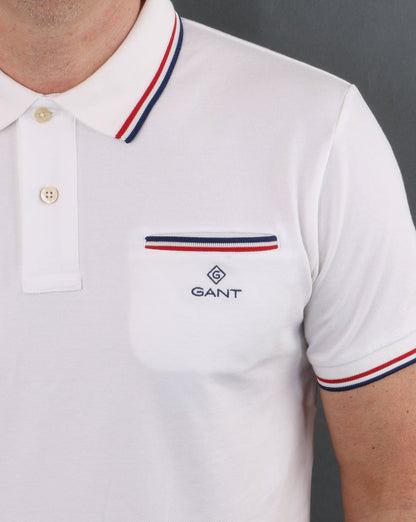 Gant Tipping Piqué-Poloshirt Weiß