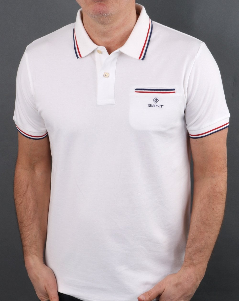 Gant Tipping Piqué-Poloshirt Weiß