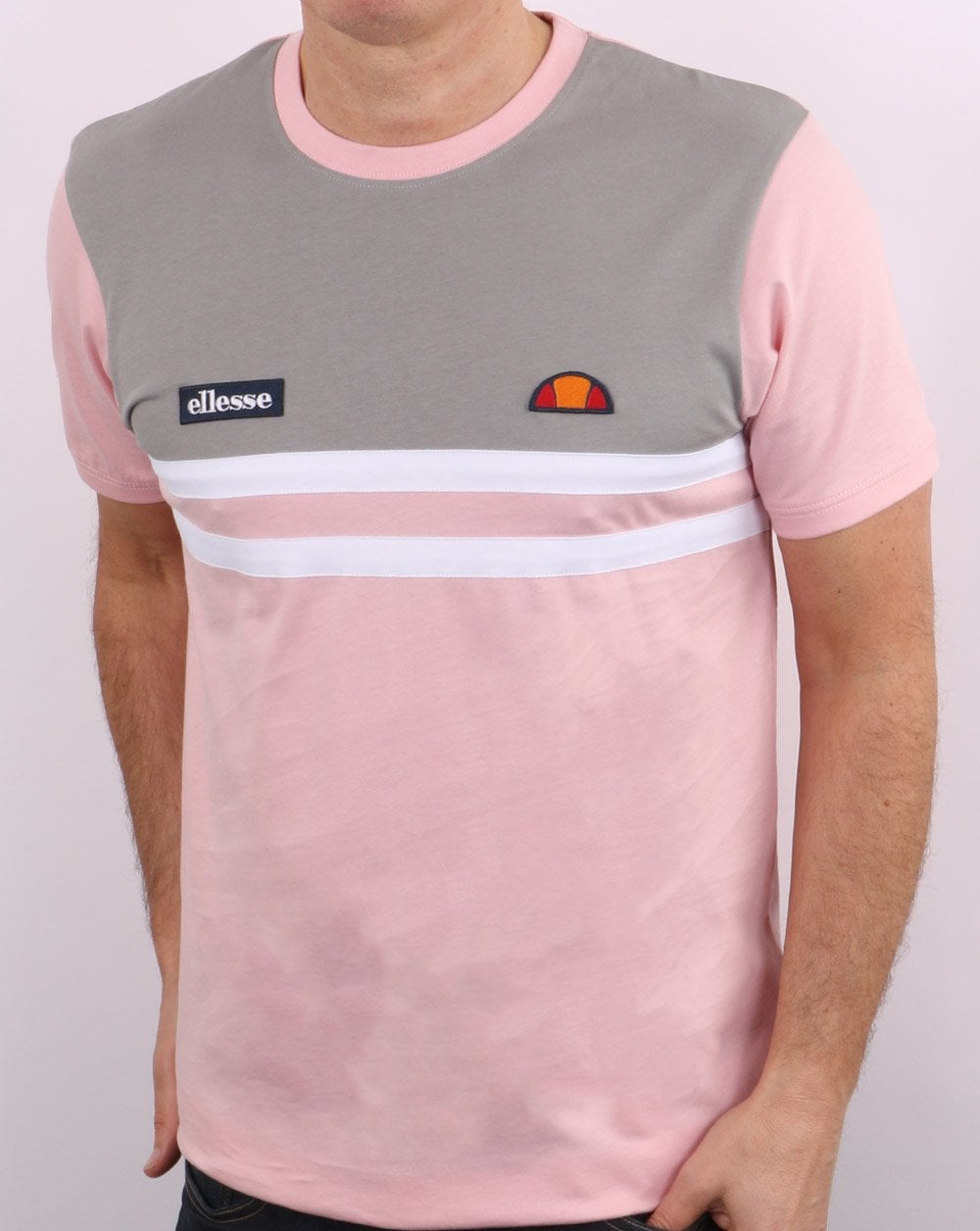 Ellesse Duo Stripe T-Shirt Grau/Rosa