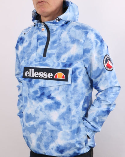 Ellesse – Jacke mit Viertelreißverschluss und Batikmuster in Blau