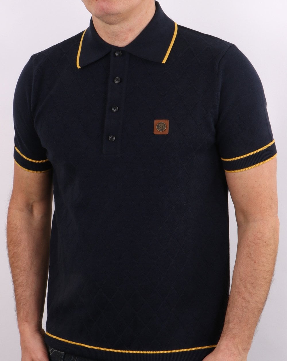 Trojan – Gestricktes Poloshirt mit marineblauen Streifen