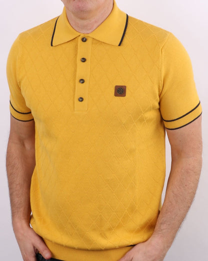 Trojan Strick-Poloshirt Senf