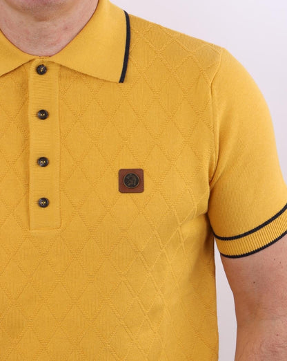 Trojan Strick-Poloshirt Senf