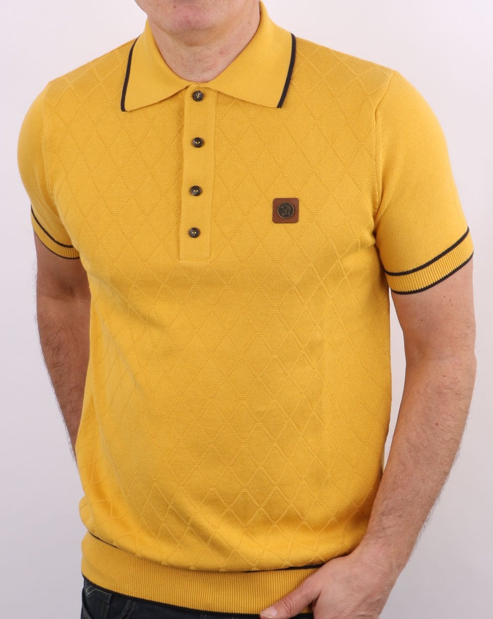 Trojan Strick-Poloshirt Senf