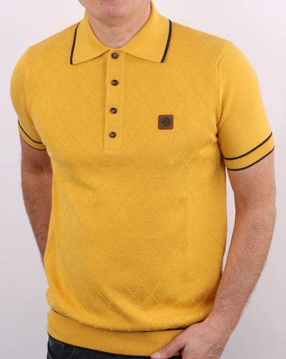 Trojan Strick-Poloshirt Senf