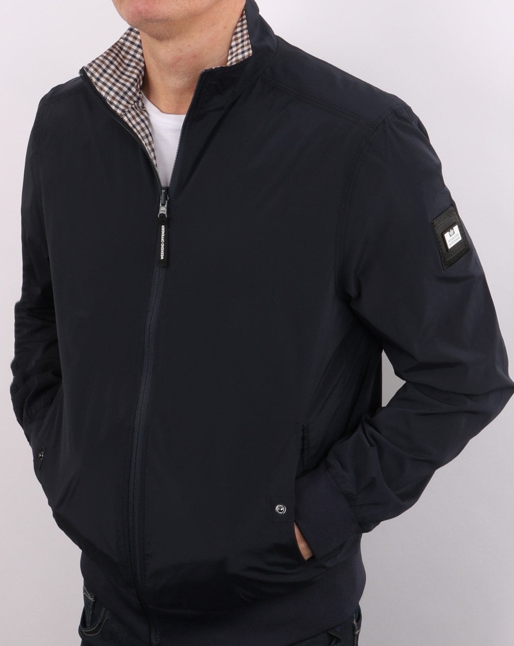 Weekend Offender Wendejacke mit Karomuster, Marineblau