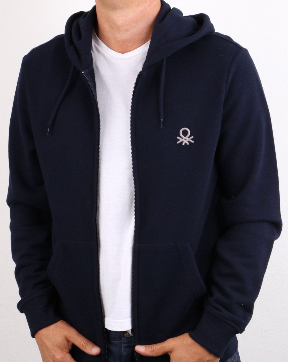 Benetton Full Zip Hoodie Marineblau