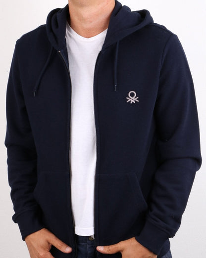 Benetton Full Zip Hoodie Marineblau