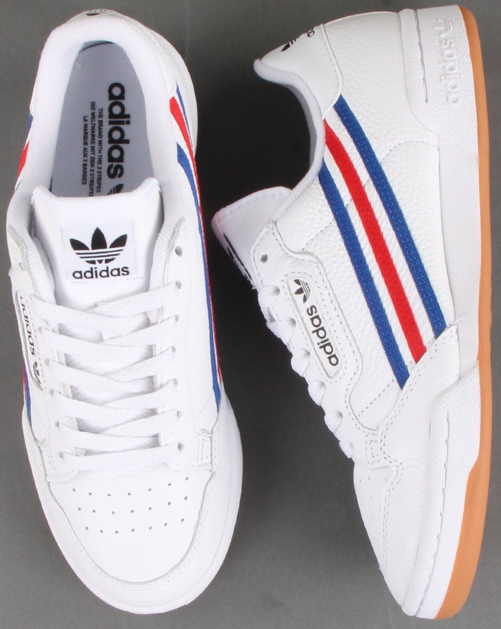 Adidas Continental 80 Trainers White/Royal/Red stripes