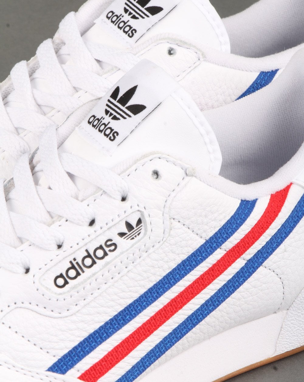 Adidas Continental 80 Turnschuhe Weiß/Royalblau/Rot gestreift