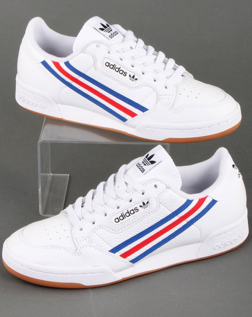 Adidas Continental 80 Trainers White/Royal/Red stripes