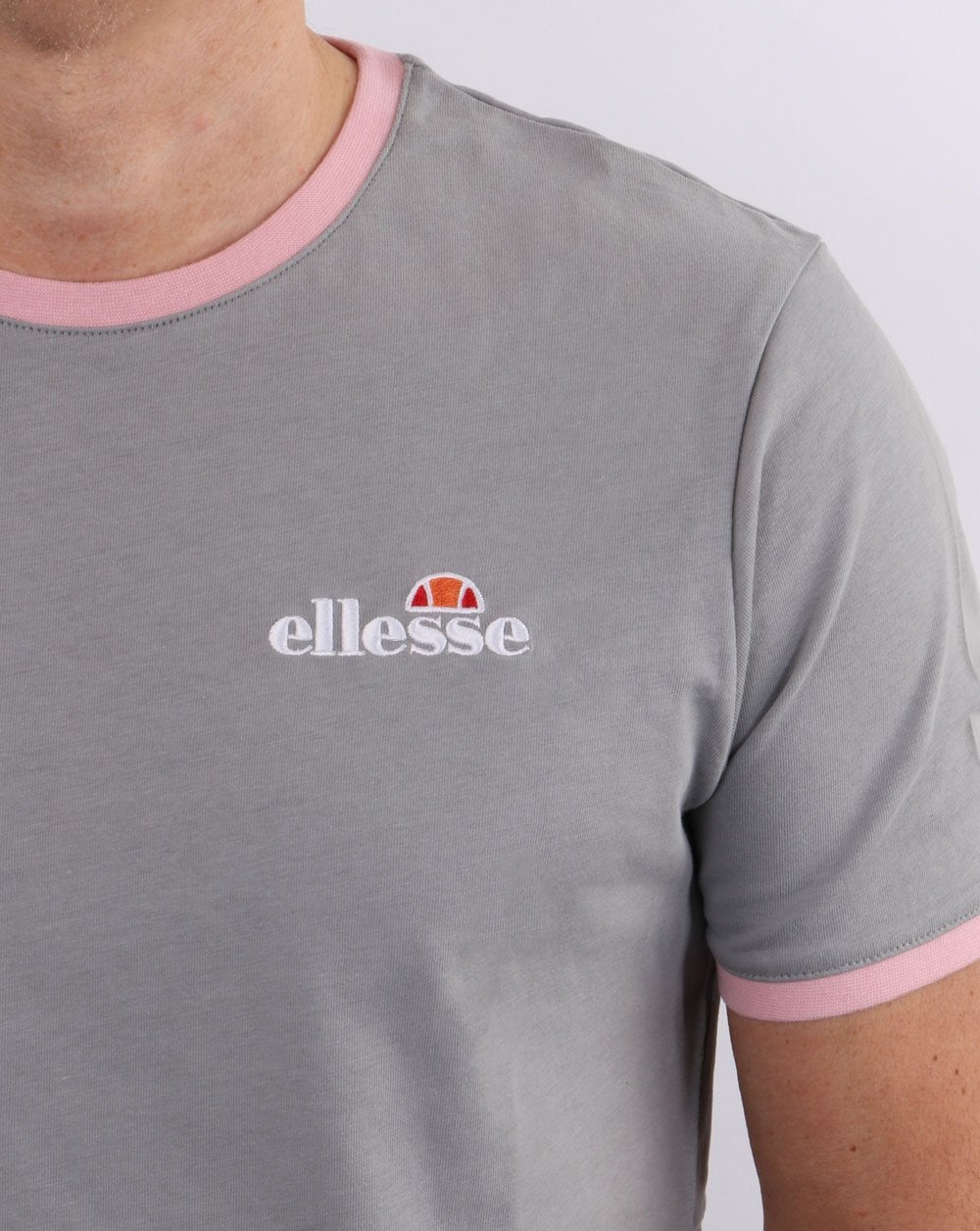 Ellesse Ringer T Shirt Grey/pink