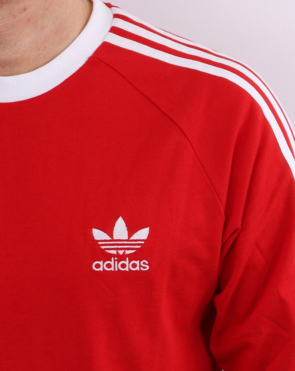 Adidas Originals 3-Streifen Langarm-T-Shirt Scharlachrot
