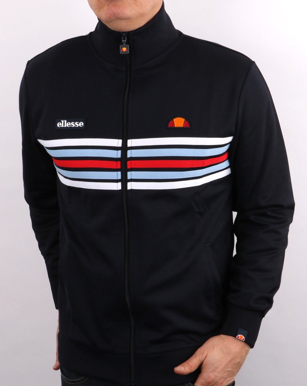 Ellesse – Trainingsoberteil mit 5 Streifen in Marineblau