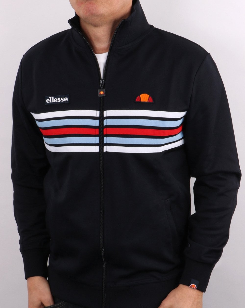 Ellesse – Trainingsoberteil mit 5 Streifen in Marineblau