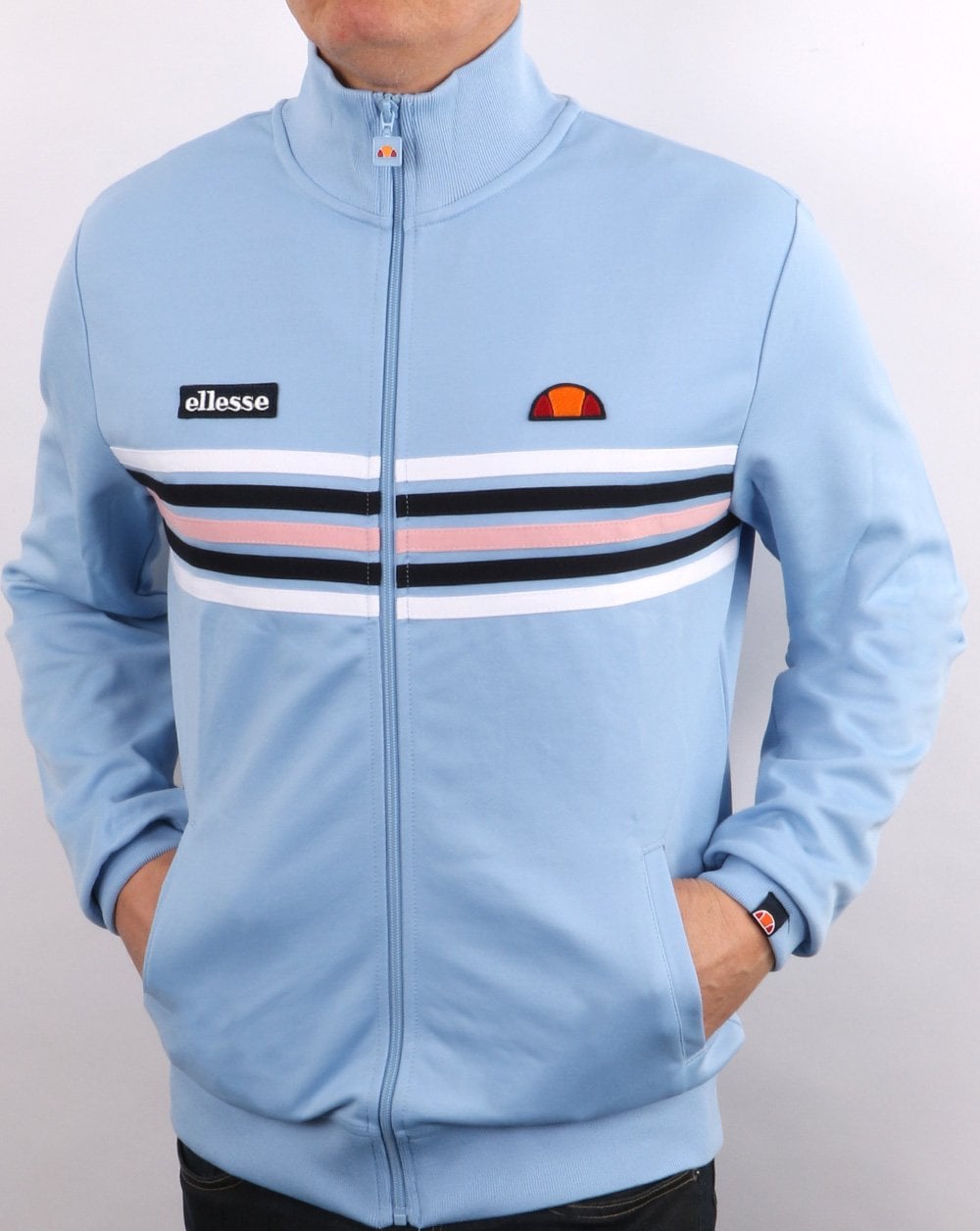 Ellesse – Trainingsjacke mit 5 Streifen, Himmelblau