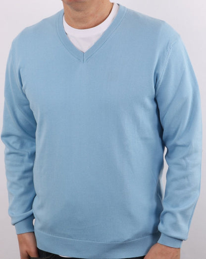 Benetton – Strickpullover mit V-Ausschnitt, Himmelblau