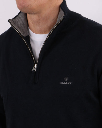 Gant Baumwollstrick mit halbem Reißverschluss, Marineblau
