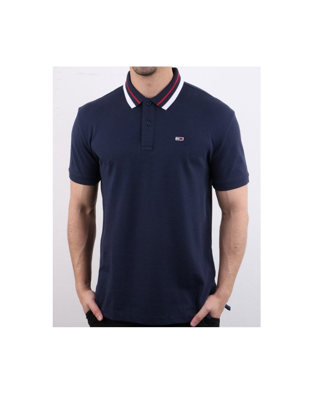 Tommy Jeans – Poloshirt mit Streifen in Marineblau