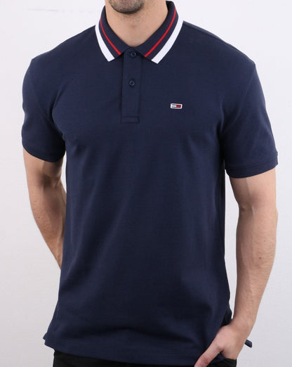 Tommy Jeans – Poloshirt mit Streifen in Marineblau