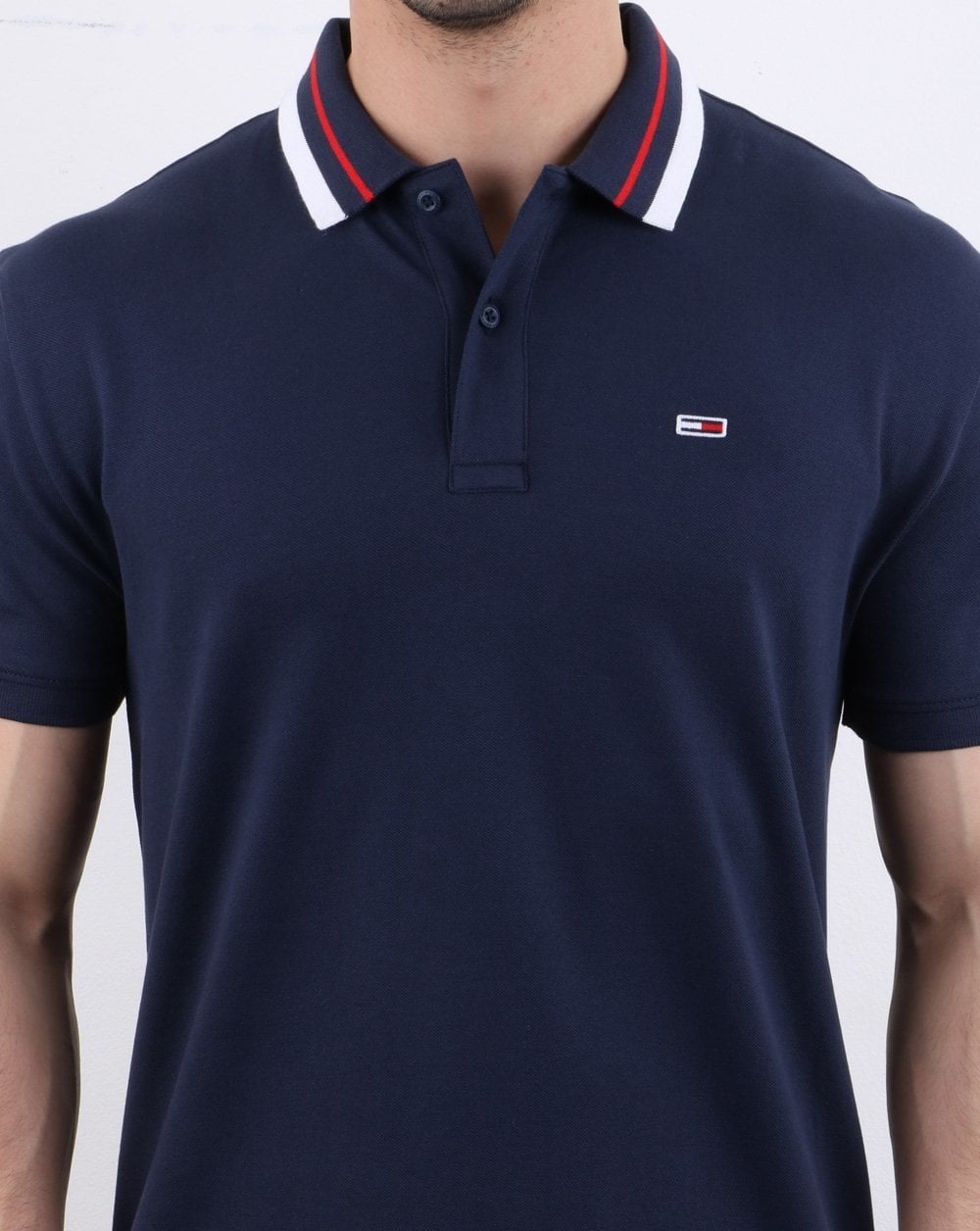 Tommy Jeans – Poloshirt mit Streifen in Marineblau