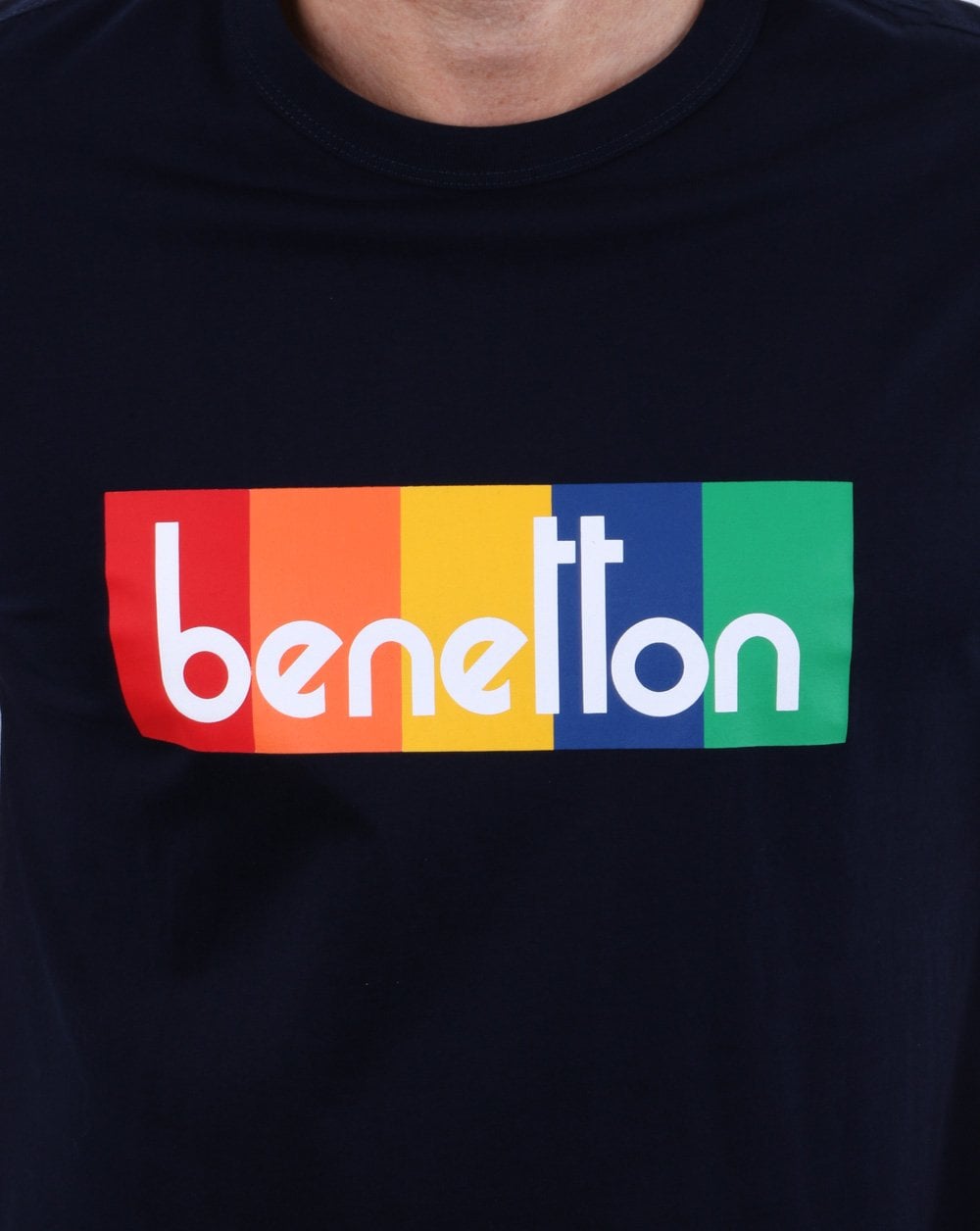 Benetton Box Logo T-Shirt Dunkelmarine