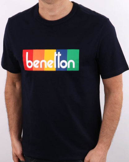 Benetton Box Logo T-Shirt Dunkelmarine