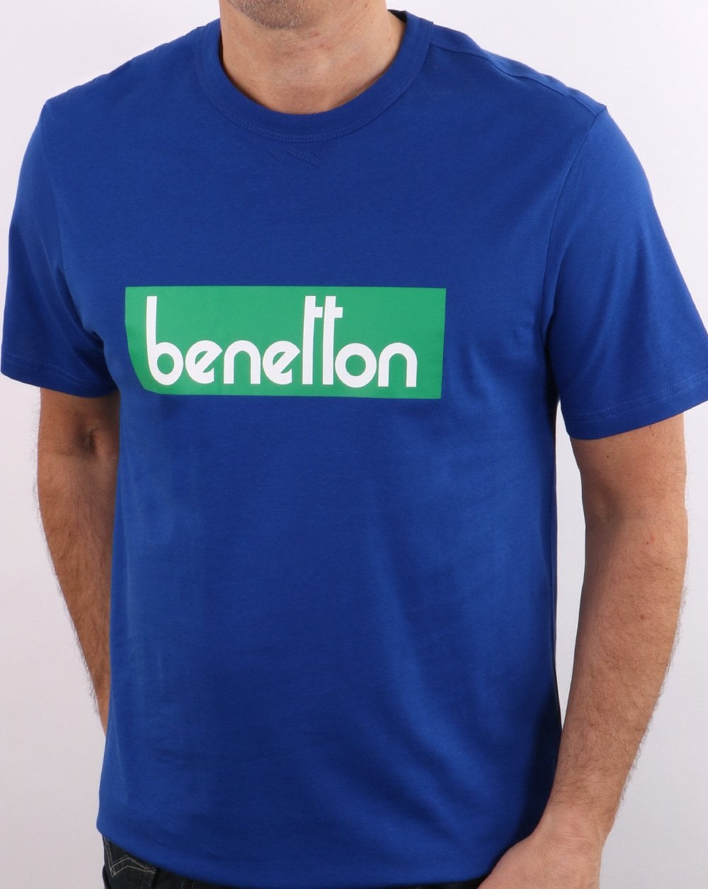 Benetton – Klassisches Logo-T-Shirt in Königsblau