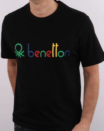 Benetton Klassisches Logo-T-Shirt Schwarz