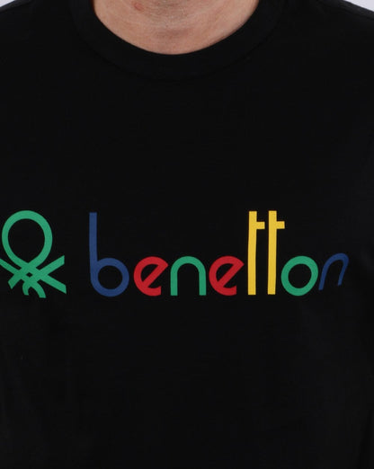 Benetton Klassisches Logo-T-Shirt Schwarz