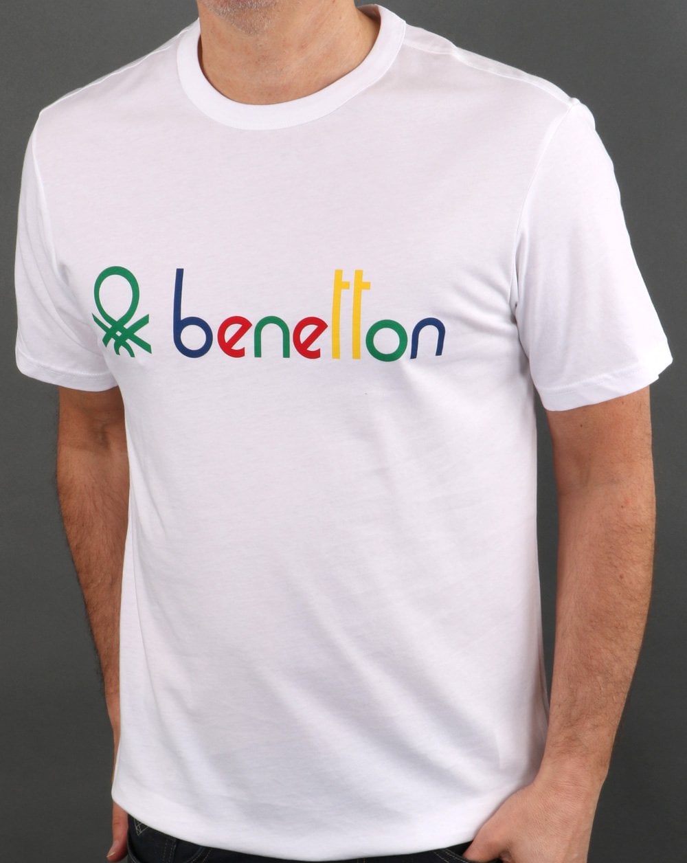 Benetton Klassisches Logo-T-Shirt Weiß