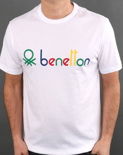 Benetton Klassisches Logo-T-Shirt Weiß