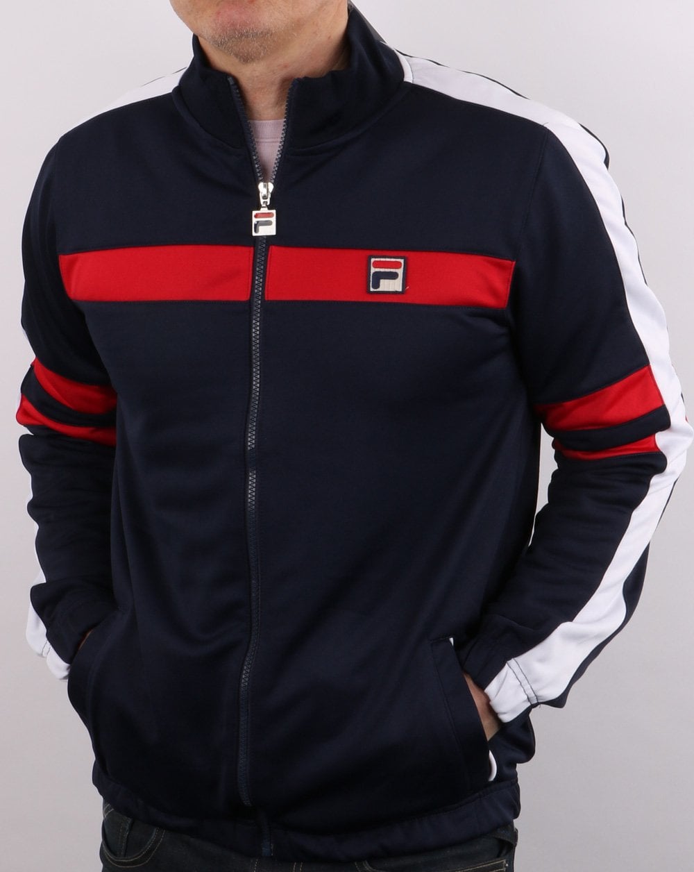 Fila Vintage Nunzio Funnel Track Top Marine/Rot