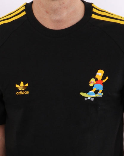 Adidas Originals Simpsons 3-Streifen-T-Shirt Schwarz