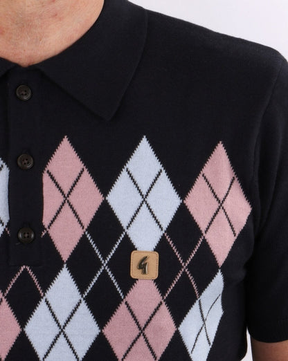 Gabicci Vintage Diamond Argyle Strick Marineblau