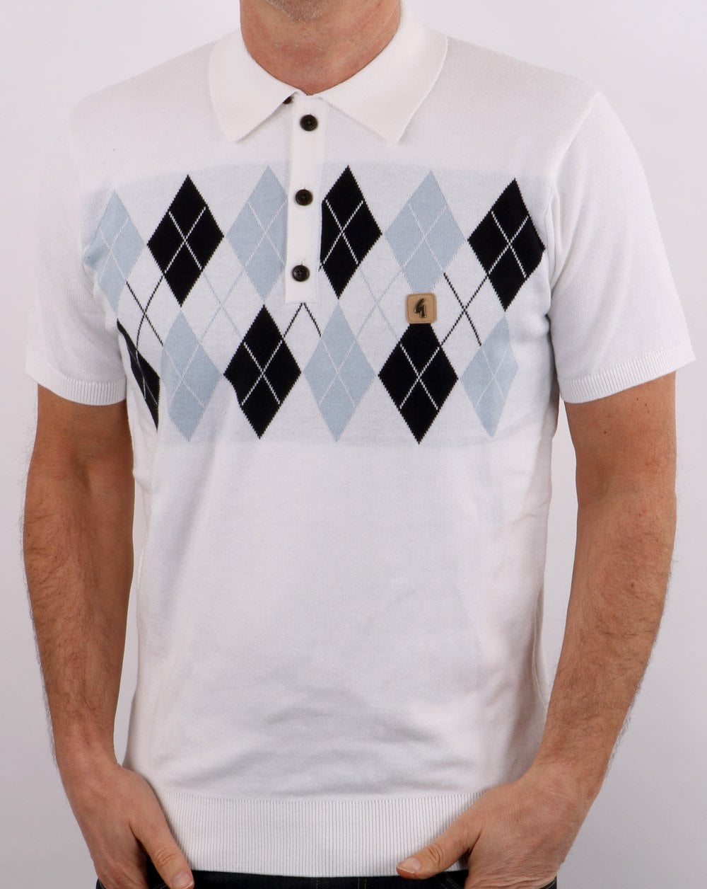 Gabicci Vintage Diamond Argyle Strick Weiß