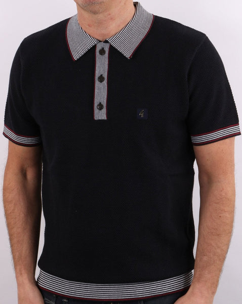 Gabicci Vintage Dicaprio Knitted Polo Navy