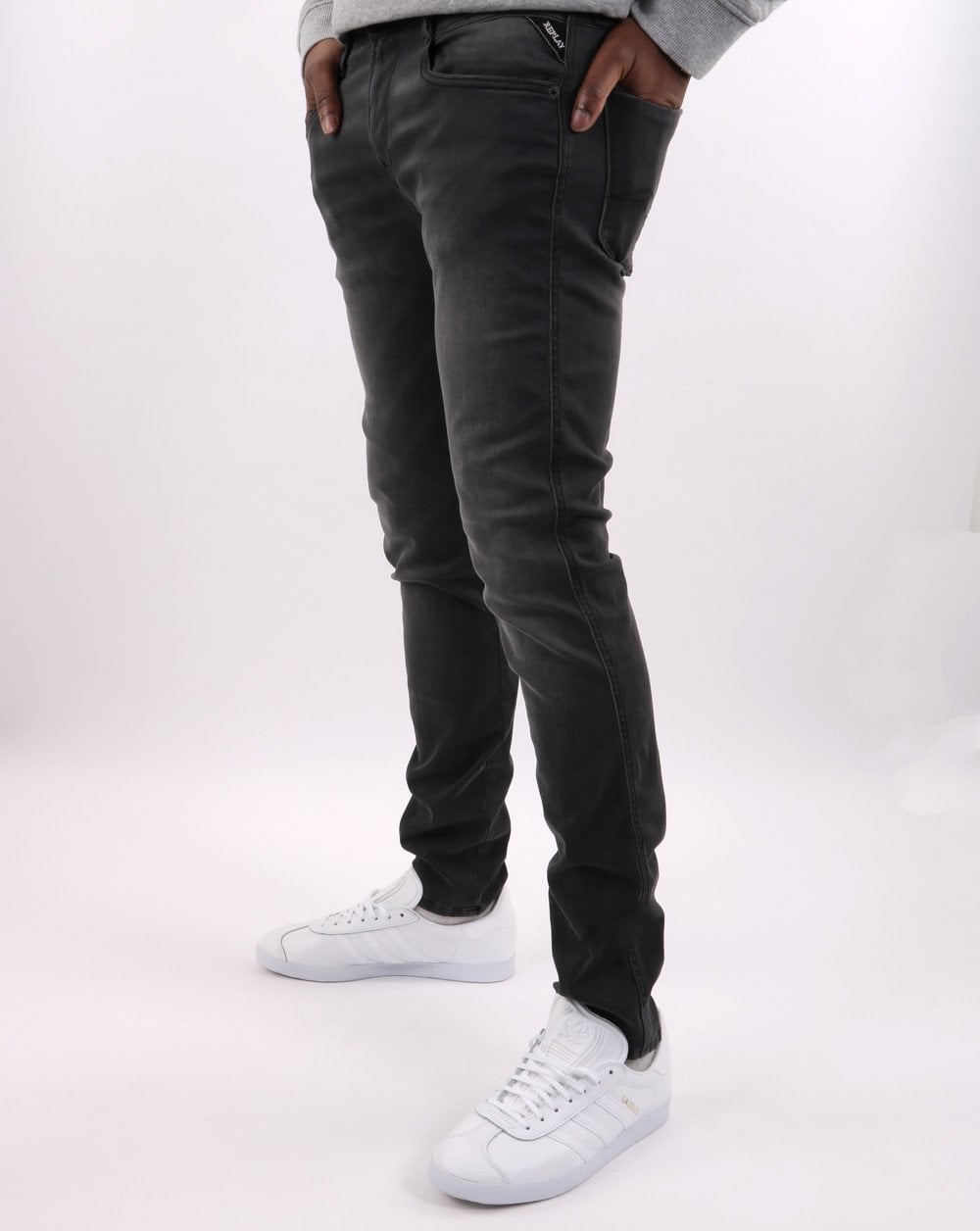 Replay Anbass Hyperflex Re-Used Jeans Mittelgrau