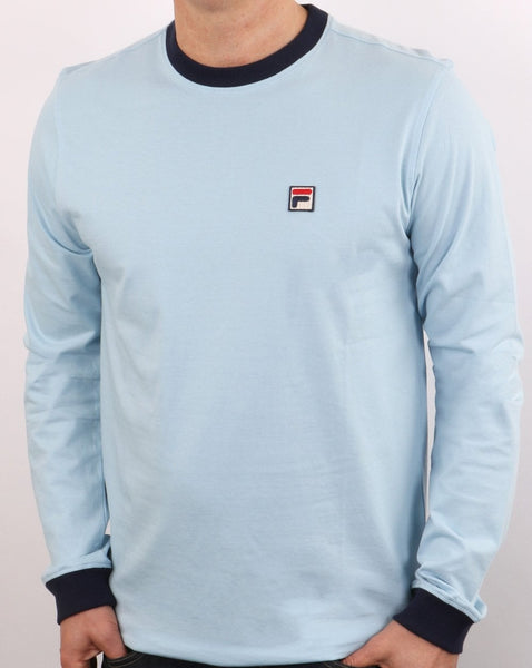 Fila Vintage Retro Long Sleeve T Shirt Sky/Navy