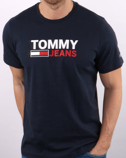 Tommy Jeans – T-Shirt mit Logo in Marineblau