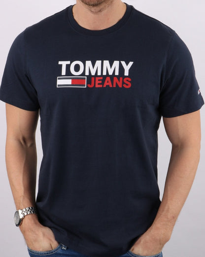 Tommy Jeans – T-Shirt mit Logo in Marineblau
