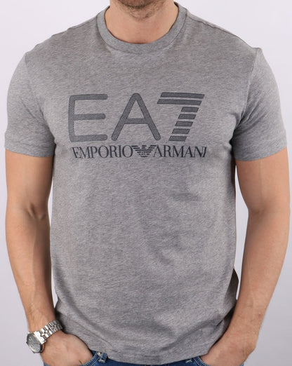 Emporio Armani – EA7-Logo-T-Shirt in Graumeliert