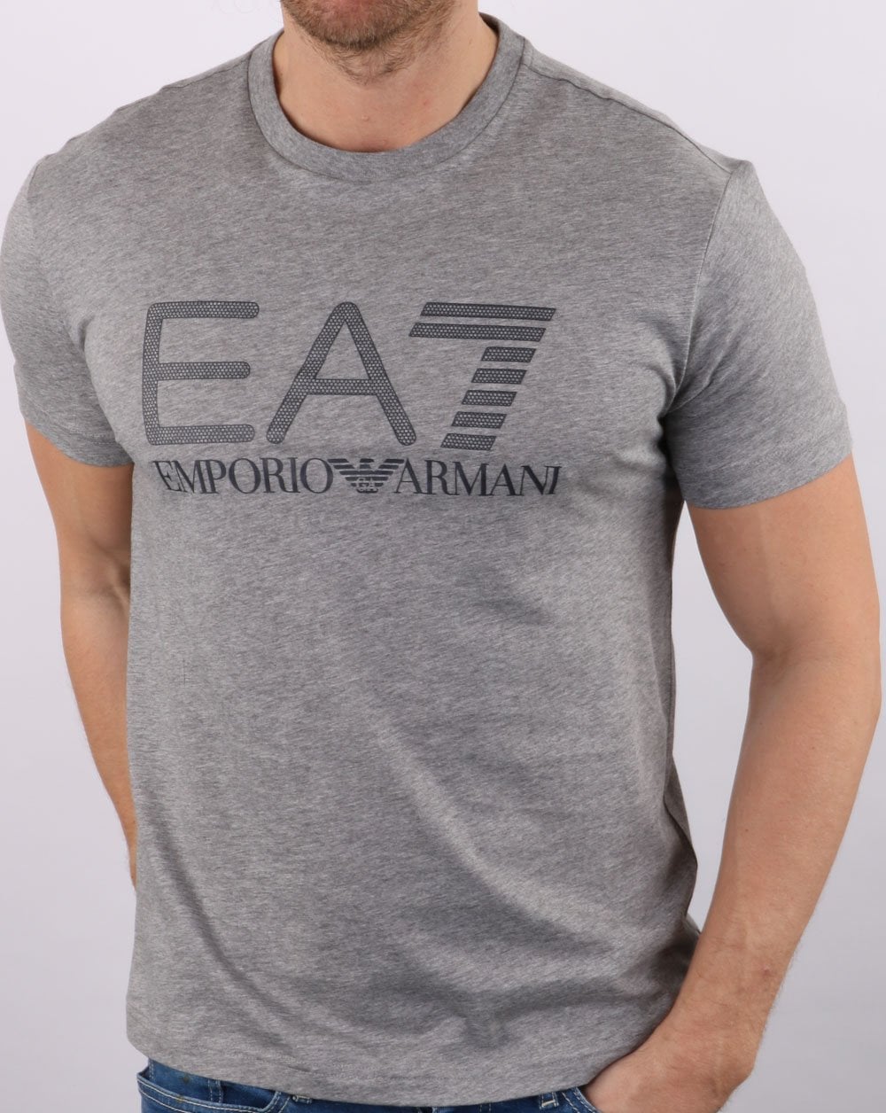 Emporio Armani – EA7-Logo-T-Shirt in Graumeliert