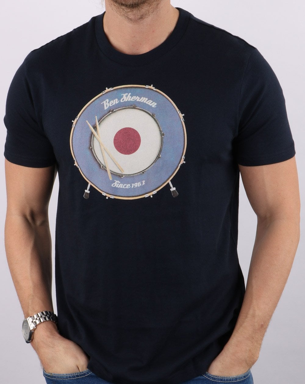 Ben Sherman Drum T-Shirt Dunkelblau