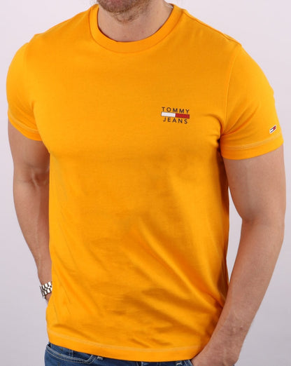 Tommy Jeans – T-Shirt mit Brustlogo in Florida-Orange